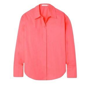 Good American Coated‎ Poplin Wkend Shirt Size 1/2 Pink Coral NWT Minor Marks